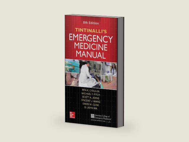 Tintinalli's Emergency Medicine Manual, Eighth Edition by Rita K. Cydulka | barcode:9780071837026 | source:'9780071837026-right-three-quarter.jpg