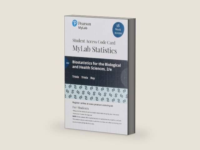 Biostatistics for the Biological and Health Sciences -- MyLab Statistics with Pearson eText Access Code by Marc Triola | barcode:9780135900833 | source:'9780135900833-right-three-quarter.jpg
