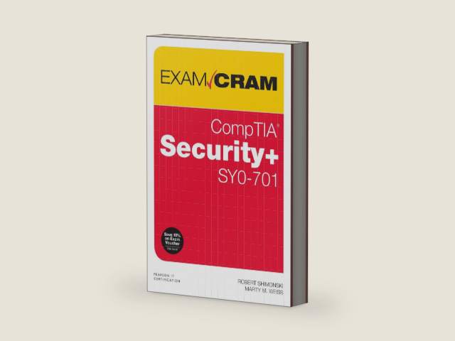 CompTIA Security+ SY0-701 Exam Cram by Robert Shimonski | barcode:9780138225575 | source:'9780138225575-right-three-quarter.jpg