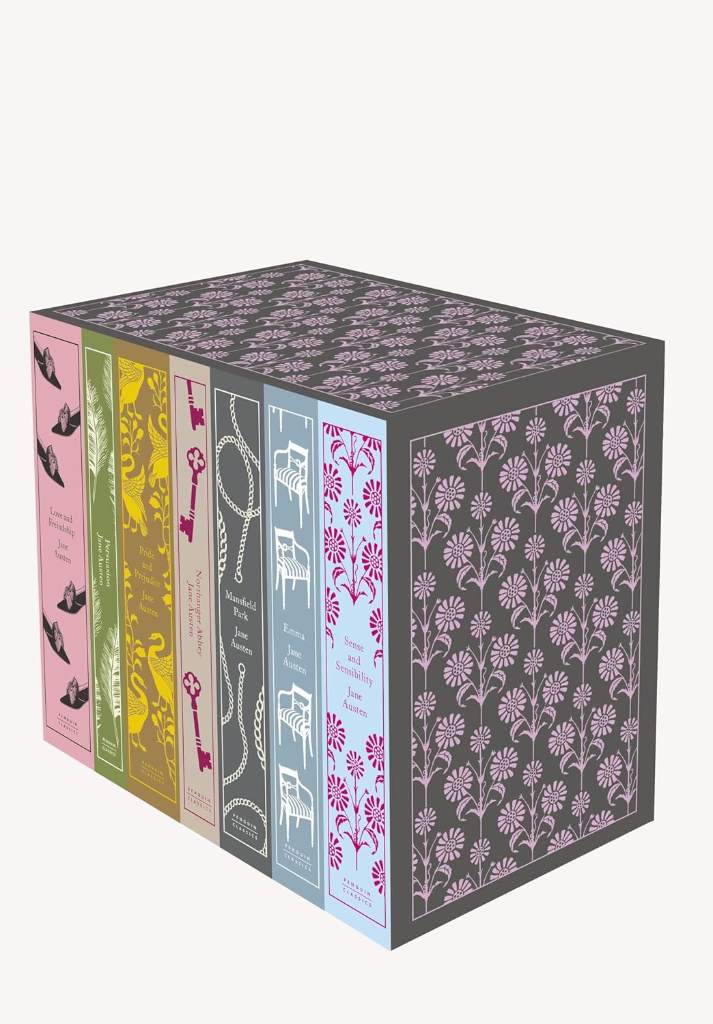 Jane Austen: The Complete Works 7-Book Boxed Set: Sense and Sensibility; Pride and Prejudice; Mansfield Park; Emma; Northanger Abbey; Persuasion; Love ... boxed set) (Penguin Clothbound Classics) by Jane Austen | barcode:9780141395203 | source:'9780141395203.jpg