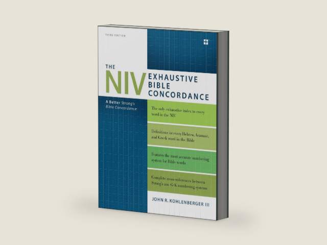 The NIV Exhaustive Bible Concordance, Third Edition: A Better Strong's Bible Concordance by John R. Kohlenberger III | barcode:9780310262930 | source:'9780310262930-right-three-quarter.jpg