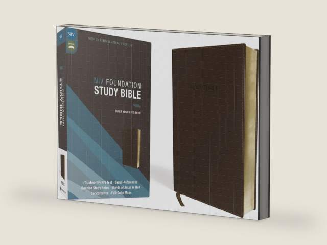 NIV, Foundation Study Bible, Leathersoft, Brown, Red Letter by Zondervan | barcode:9780310441878 | source:'9780310441878-right-three-quarter.jpg
