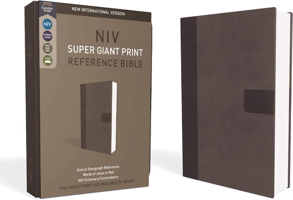 NIV, Super Giant Print Reference Bible (Font Size: 16.5-point), Leathersoft, Gray, Red Letter, Comfort Print by Zondervan | barcode:9780310445937 | source:'9780310445937.jpg