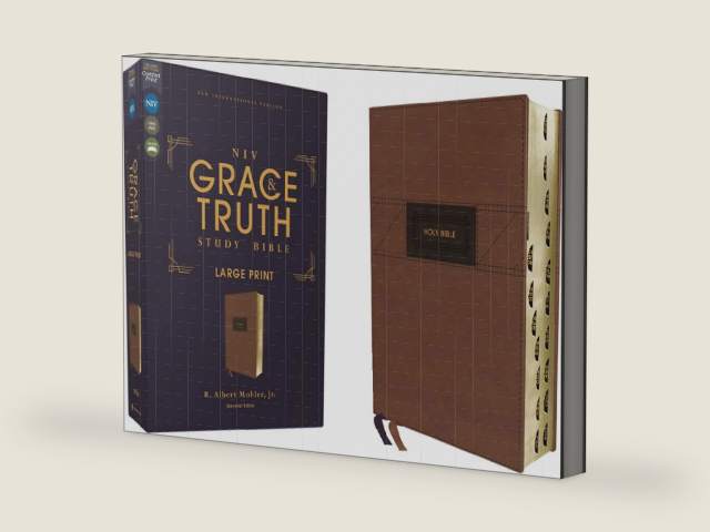 NIV, The Grace and Truth Study Bible (Trustworthy and Practical Insights), Large Print, Leathersoft, Brown, Red Letter, Thumb Indexed, Comfort Print by Zondervan | barcode:9780310447535 | source:'9780310447535-right-three-quarter.jpg