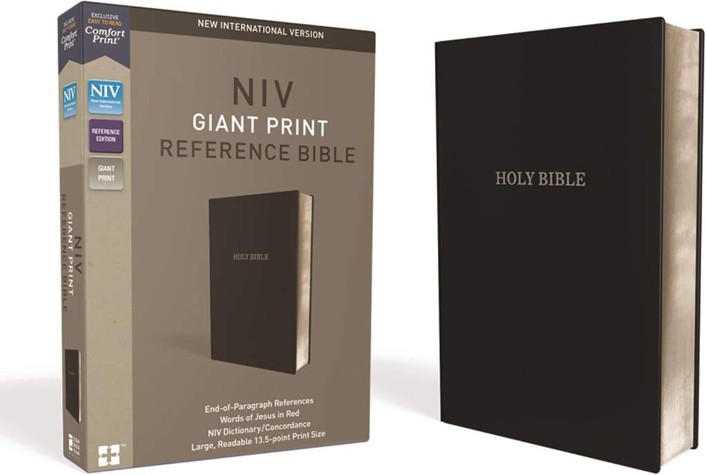 NIV, Reference Bible, Giant Print, Leather-Look, Black, Red Letter, Comfort Print by Zondervan | barcode:9780310449454 | source:'9780310449454.jpg