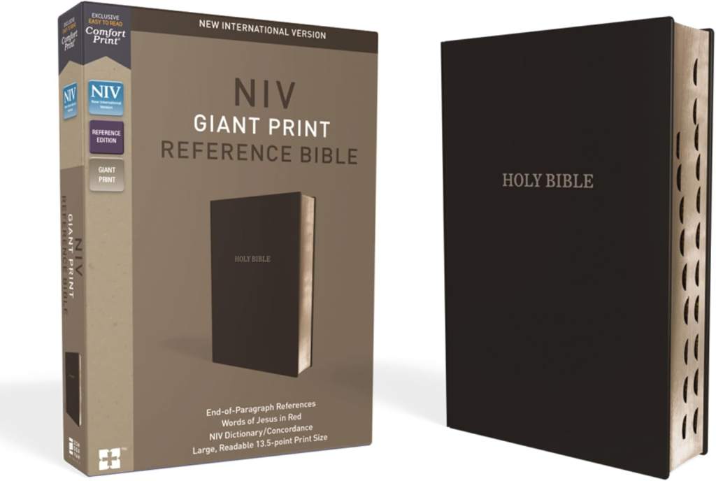 NIV, Reference Bible, Giant Print, Leather-Look, Black, Red Letter, Thumb Indexed, Comfort Print by Zondervan | barcode:9780310449461 | source:'9780310449461.jpg