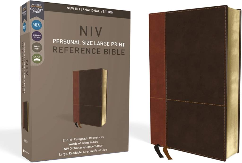 NIV, Personal Size Reference Bible, Large Print, Leathersoft, Tan/Brown, Red Letter, Comfort Print by Zondervan | barcode:9780310449720 | source:'9780310449720.jpg