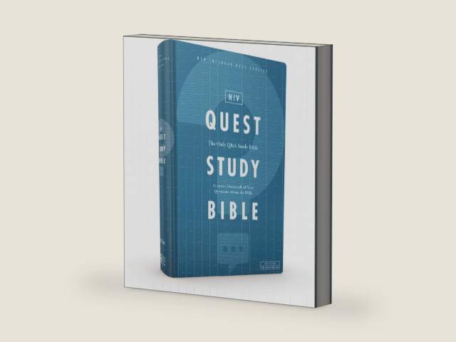 NIV, Quest Study Bible, Hardcover, Blue, Comfort Print: The Only Q and A Study Bible by Zondervan | barcode:9780310450818 | source:'9780310450818-right-three-quarter.jpg
