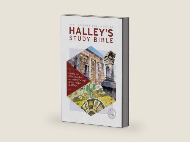 NIV, Halley's Study Bible (A Trusted Guide Through Scripture), Hardcover, Red Letter, Comfort Print: Making the Bible's Wisdom Accessible Through Notes, Photos, and Maps by Zondervan | barcode:9780310451495 | source:'9780310451495-right-three-quarter.jpg