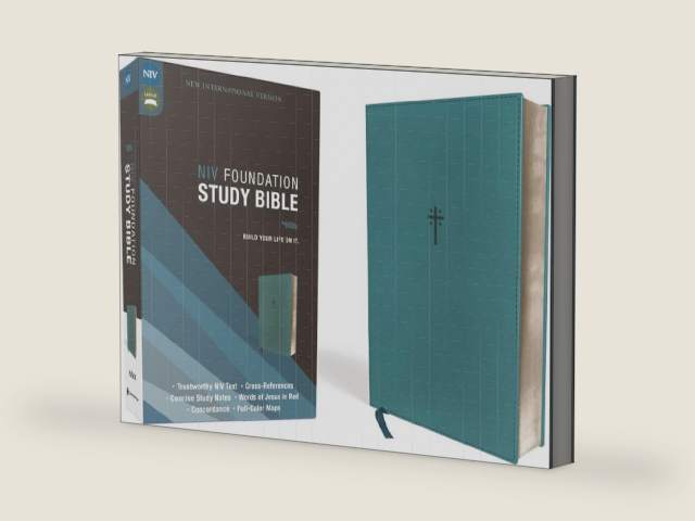 NIV, Foundation Study Bible, Leathersoft, Teal, Red Letter by Zondervan | barcode:9780310456544 | source:'9780310456544-right-three-quarter.jpg