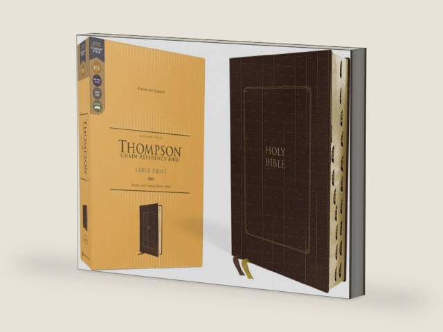 KJV, Thompson Chain-Reference Bible, Large Print, Leathersoft, Brown, Red Letter, Thumb Indexed, Comfort Print by Zondervan | barcode:9780310459156 | source:'9780310459156-right-three-quarter.jpg