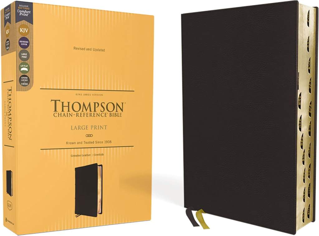 KJV, Thompson Chain-Reference Bible, Large Print, Genuine Leather, Cowhide, Black, Red Letter, Thumb Indexed, Comfort Print by Zondervan | barcode:9780310459194 | source:'9780310459194.jpg