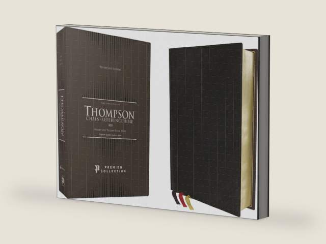 KJV, Thompson Chain-Reference Bible, Premium Goatskin Leather, Black, Premier Collection, Art Gilded Edges, Black Letter, Comfort Print by Zondervan | barcode:9780310459279 | source:'9780310459279-right-three-quarter.jpg