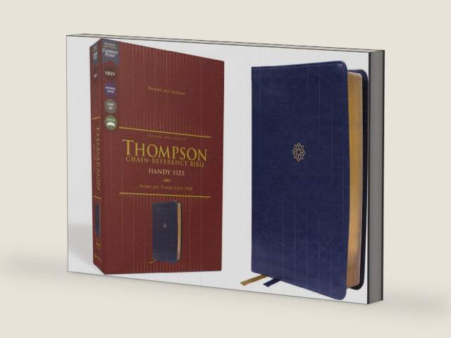 NKJV, Thompson Chain-Reference Bible, Handy Size, Leathersoft, Navy, Red Letter, Comfort Print by Zondervan | barcode:9780310459293 | source:'9780310459293-right-three-quarter.jpg