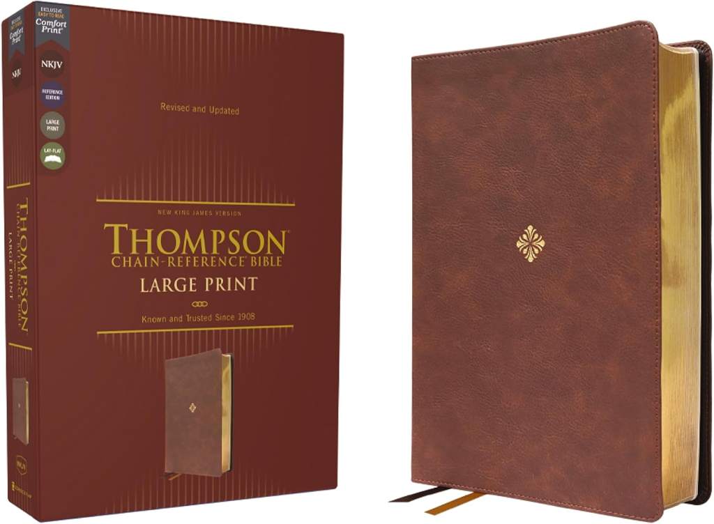 NKJV, Thompson Chain-Reference Bible, Large Print, Leathersoft, Brown, Red Letter, Comfort Print by Zondervan | barcode:9780310459347 | source:'9780310459347.jpg