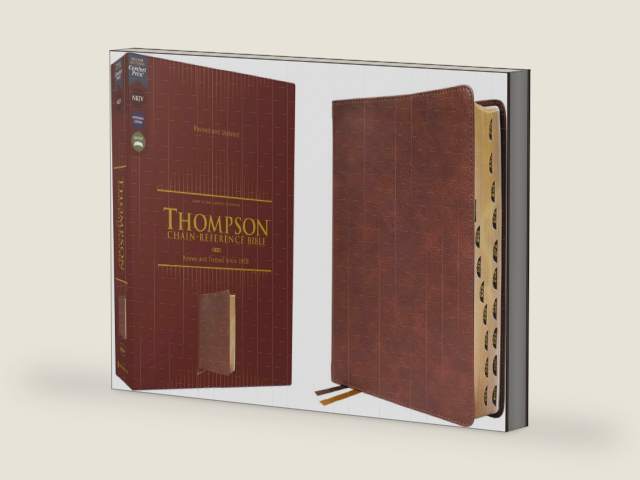 NKJV, Thompson Chain-Reference Bible, Leathersoft, Brown, Red Letter, Thumb Indexed, Comfort Print by Zondervan | barcode:9780310459422 | source:'9780310459422-right-three-quarter.jpg