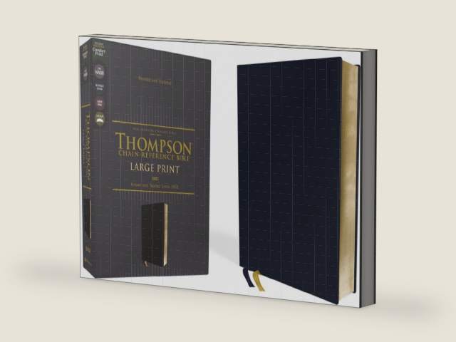 NASB, Thompson Chain-Reference Bible, Large Print, Leathersoft, Navy, 1995 Text, Red Letter, Comfort Print by Zondervan | barcode:9780310459545 | source:'9780310459545-right-three-quarter.jpg