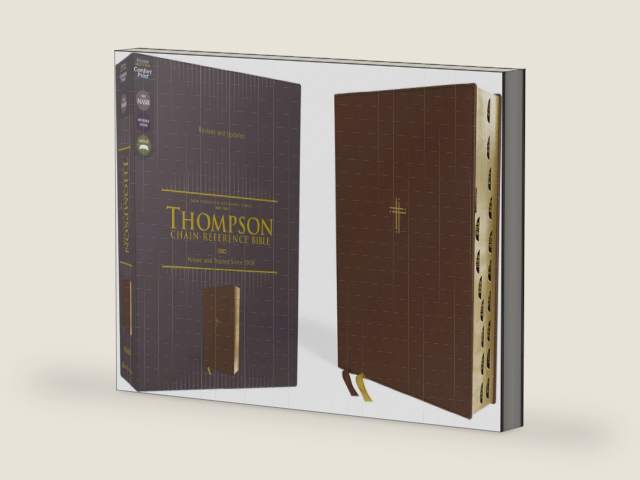 NASB, Thompson Chain-Reference Bible, Leathersoft, Brown, 1995 Text, Red Letter, Thumb Indexed, Comfort Print by Zondervan | barcode:9780310459620 | source:'9780310459620-right-three-quarter.jpg