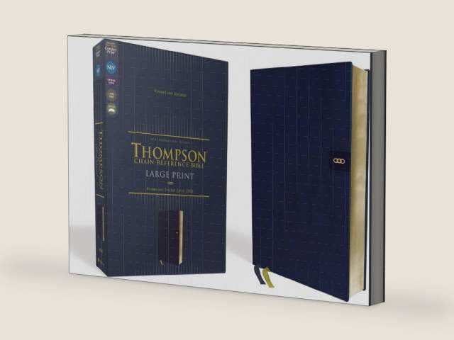 NIV, Thompson Chain-Reference Bible, Large Print, Leathersoft, Navy, Red Letter, Comfort Print by Zondervan | barcode:9780310459743 | source:'9780310459743-right-three-quarter.jpg