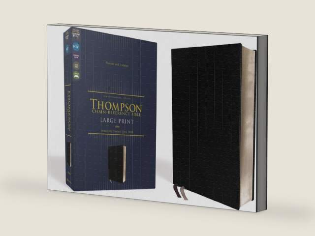 NIV, Thompson Chain-Reference Bible, Large Print, Bonded Leather, Black, Red Letter, Comfort Print by Zondervan | barcode:9780310459767 | source:'9780310459767-right-three-quarter.jpg