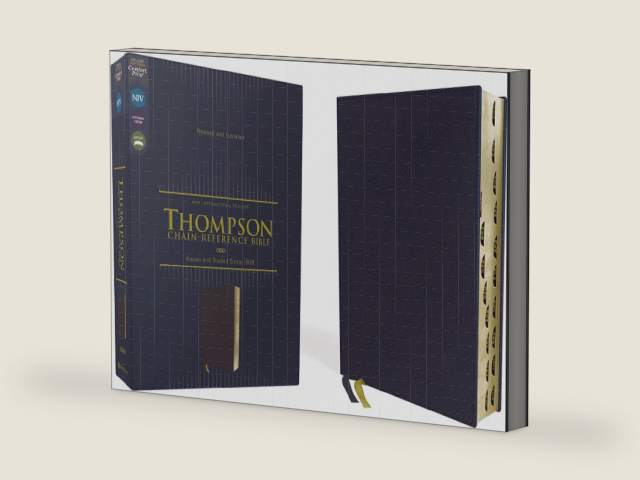 NIV, Thompson Chain-Reference Bible, Leathersoft, Navy, Thumb Indexed, Red Letter, Comfort Print by Zondervan | barcode:9780310459828 | source:'9780310459828-right-three-quarter.jpg