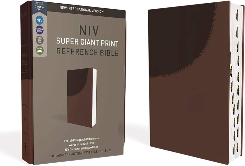 NIV, Super Giant Print Reference Bible (Font Size: 16.5-point), Leathersoft, Brown, Red Letter, Thumb Indexed, Comfort Print by Zondervan | barcode:9780310460619 | source:'9780310460619.jpg