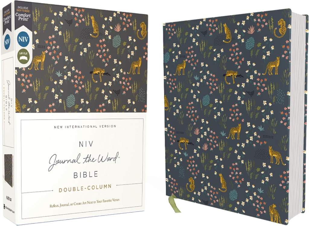 NIV, Journal the Word Bible (Perfect for Note-Taking), Double-Column, Cloth over Board, Navy Floral, Red Letter, Comfort Print: Reflect, Take Notes, or Create Art Next to Your Favorite Verses by Zondervan | barcode:9780310463115 | source:'9780310463115.jpg