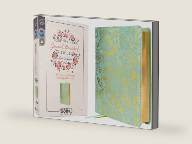 NIV, Journal the Word Bible for Women (Perfect for Note-Taking), Leathersoft, Teal, Red Letter, Comfort Print: 500+ Prompts to Encourage Journaling and Reflection by Zondervan | barcode:9780310463122 | source:'9780310463122-right-three-quarter.jpg