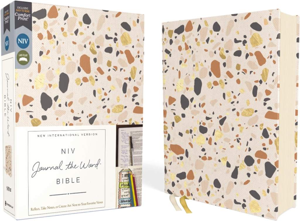 NIV, Journal the Word Bible (Perfect for Note-Taking), Cloth over Board, Cream, Red Letter, Comfort Print: Reflect, Take Notes, or Create Art Next to Your Favorite Verses by Zondervan | barcode:9780310463146 | source:'9780310463146.jpg