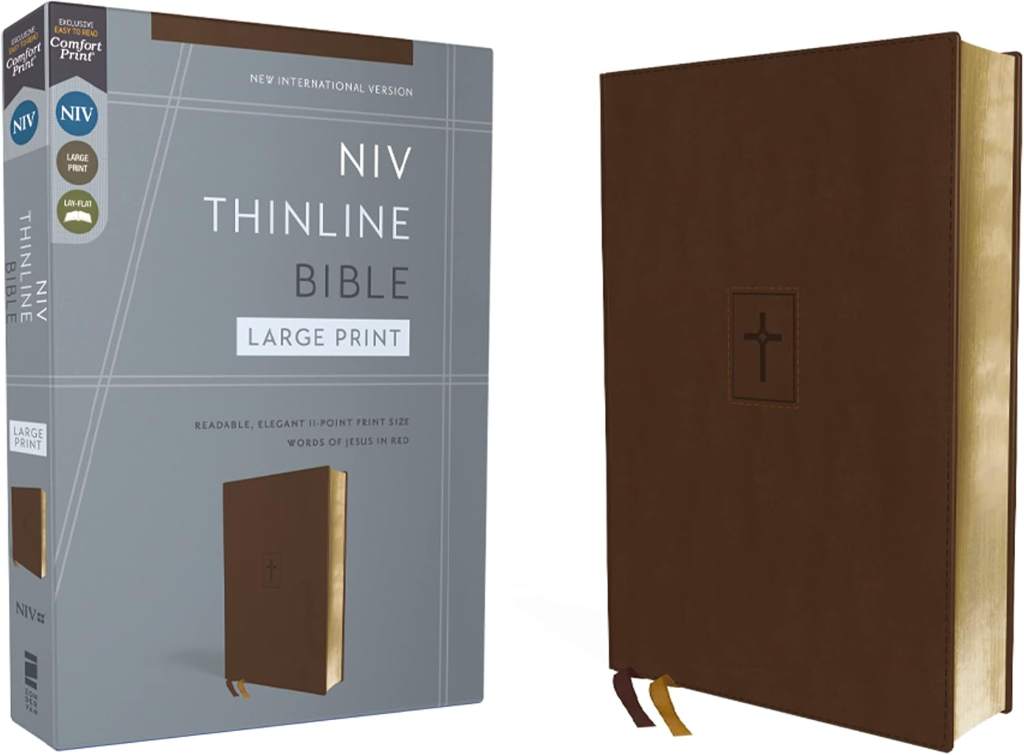 NIV, Thinline Bible, Large Print, Leathersoft, Brown, Red Letter, Comfort Print by Zondervan | barcode:9780310463467 | source:'9780310463467.jpg