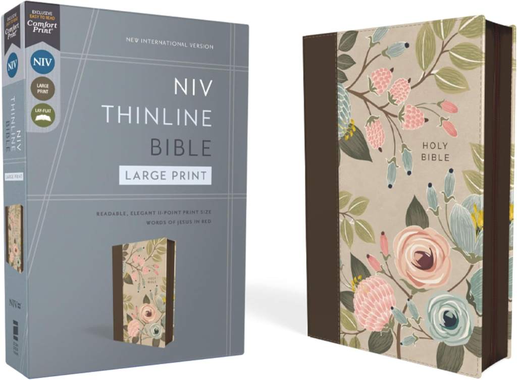 NIV, Thinline Bible, Large Print, Leathersoft, Floral, Zippered, Red Letter, Comfort Print by Zondervan | barcode:9780310465034 | source:'9780310465034.jpg