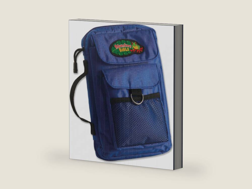 Adventure Bible Cover for Boys, Zippered, with Handle, Nylon, Blue, Medium by Zondervan | barcode:9780310802631 | source:'9780310802631-right-three-quarter.jpg