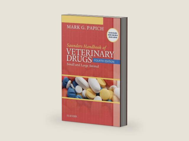 Saunders Handbook of Veterinary Drugs: Small and Large Animal (Handbook of Veterinary Drugs (Saunders)) by Mark G. Papich DVM MS DACVCP | barcode:9780323244855 | source:'9780323244855-right-three-quarter.jpg