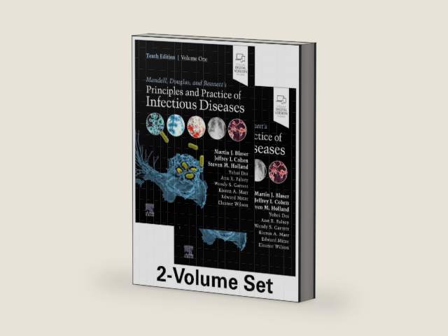 Mandell, Douglas, and Bennett's Principles and Practice of Infectious Diseases: 2-Volume Set by Martin J. Blaser MD | barcode:9780323934992 | source:'9780323934992-right-three-quarter.jpg