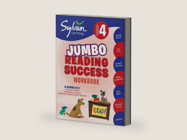 4th Grade Jumbo Reading Success Workbook: 3 Books in 1--Spelling Success, Vocabulary Success, Reading Comprehension Success; Activities, Exercises & ... Ahead (Sylvan Language Arts Jumbo Workbooks) by Sylvan Learning | barcode:9780375430077 | source:'9780375430077-right-three-quarter.jpg