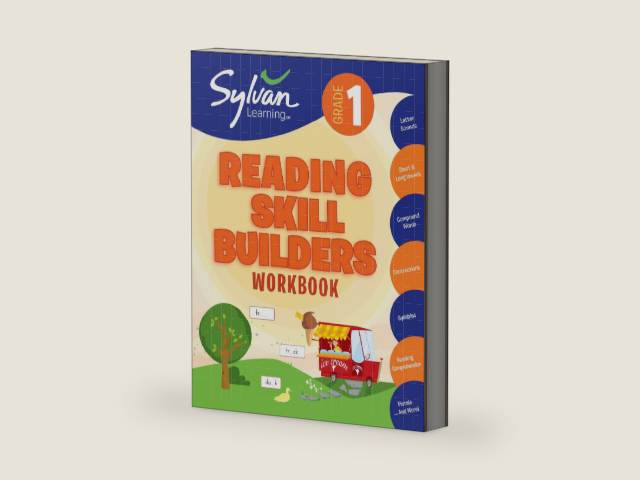 1st Grade Reading Skill Builders Workbook: Letters and Sounds, Short and Long Vowels, Compound Words, Contractions, Syllables, Reading Comprehension, Plurals, and More by Sylvan Learning | barcode:9780375430237 | source:'9780375430237-right-three-quarter.jpg