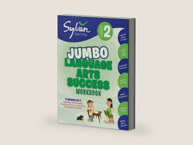 2nd Grade Jumbo Language Arts Success Workbook: 3 Books In 1--Reading Skill Builders, Spelling Games and Activities, Vocabulary Puzzles; Activities, ... Ahead (Sylvan Language Arts Jumbo Workbooks) by Sylvan Learning | barcode:9780375430312 | source:'9780375430312-right-three-quarter.jpg