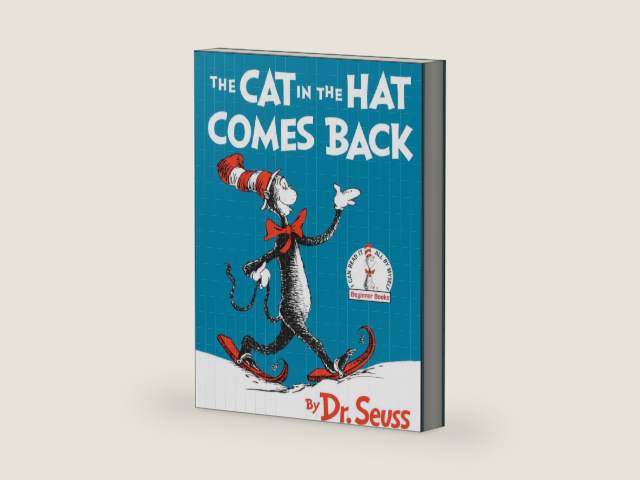 The Cat in the Hat Comes Back by Dr. Seuss | barcode:9780394800028 | source:'9780394800028-right-three-quarter.jpg