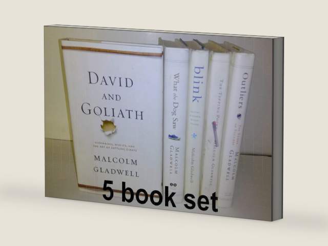 Malcolm Galdwell's 5 Book Set: The Tipping Point, Blink, Outliers, What the Dog Saw, David and Goliath by Malcolm Gladwell | barcode:9780536970633 | source:'9780536970633-right-three-quarter.jpg