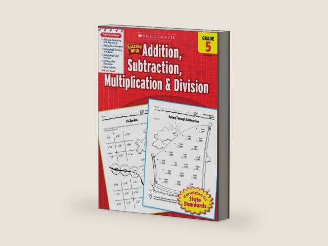 Scholastic Success with Addition, Subtraction, Multiplication & Division, Grade 5 (Success With Math) by Scholastic Inc | barcode:9780545201018 | source:'9780545201018-right-three-quarter.jpg