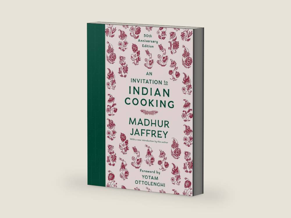 An Invitation to Indian Cooking: A James Beard Award Winner: 50th Anniversary Edition: A Cookbook by Madhur Jaffrey | barcode:9780593535684 | source:'9780593535684-right-three-quarter.jpg