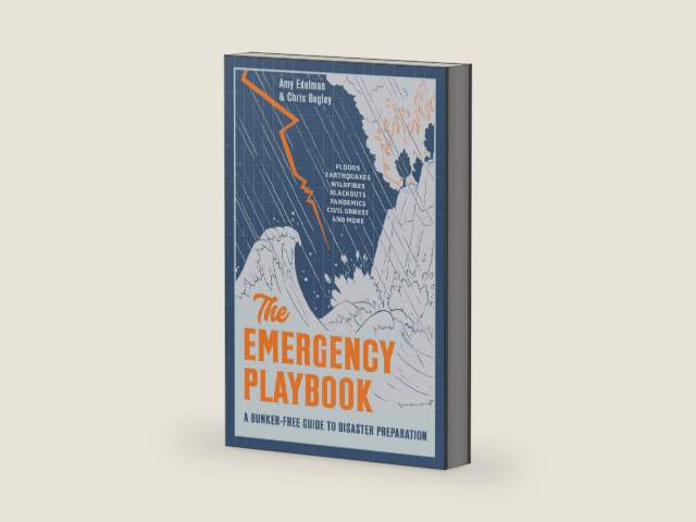 The Emergency Playbook: A Bunker-Free Guide to Disaster Preparation by Amy Edelman | barcode:9780593837641 | source:'9780593837641-right-three-quarter.jpg