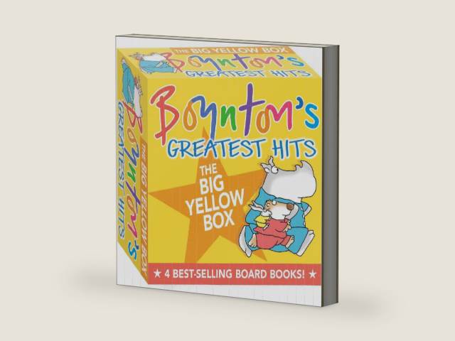 Boynton's Greatest Hits The Big Yellow Box (Boxed Set): The Going to Bed Book; Horns to Toes; Opposites; But Not the Hippopotamus by Sandra Boynton | barcode:9780689826634 | source:'9780689826634-right-three-quarter.jpg