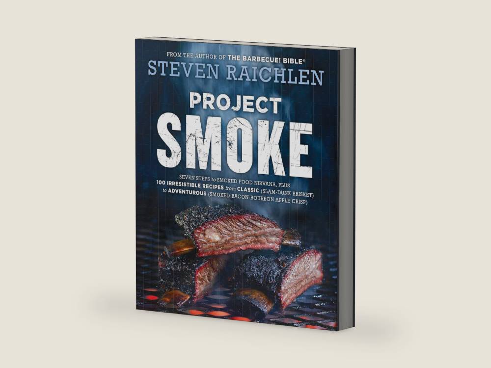 Project Smoke: Seven Steps to Smoked Food Nirvana, Plus 100 Irresistible Recipes from Classic (Slam-Dunk Brisket) to Adventurous (Smoked Bacon-Bourbon ... (Steven Raichlen Barbecue Bible Cookbooks) by Steven Raichlen | barcode:9780761181866 | source:'9780761181866-right-three-quarter.jpg