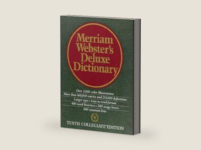 Merriam Webster's Deluxe Dictionary - Tenth Collegiate Edition by Merriam-Webster | barcode:9780762100828 | source:'9780762100828-right-three-quarter.jpg