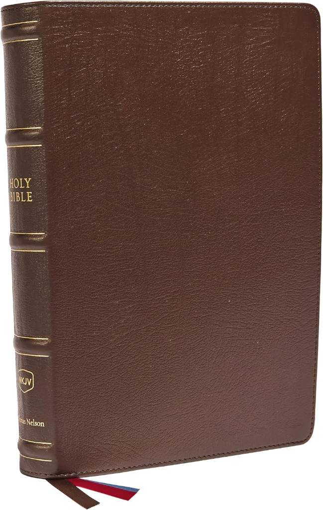 NKJV, Large Print Verse-by-Verse Reference Bible, Maclaren Series, Genuine Leather, Brown, Comfort Print: Holy Bible, New King James Version by Thomas Nelson | barcode:9780785242185 | source:'9780785242185.jpg