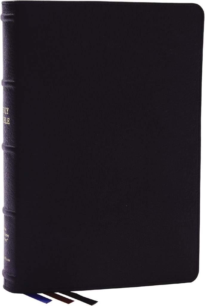 NKJV, Large Print Thinline Reference Bible, Blue Letter, Maclaren Series, Genuine Leather, Black, Comfort Print: Holy Bible, New King James Version by Thomas Nelson | barcode:9780785297932 | source:'9780785297932.jpg