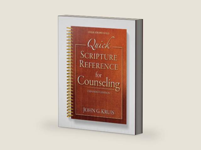 Quick Scripture Reference for Counseling: The Essential Christian Tool on Topics Including Anxiety, Relationships, Temptation, Substances, Communication, and Forgiveness by John G. Kruis | barcode:9780801015793 | source:'9780801015793-right-three-quarter.jpg