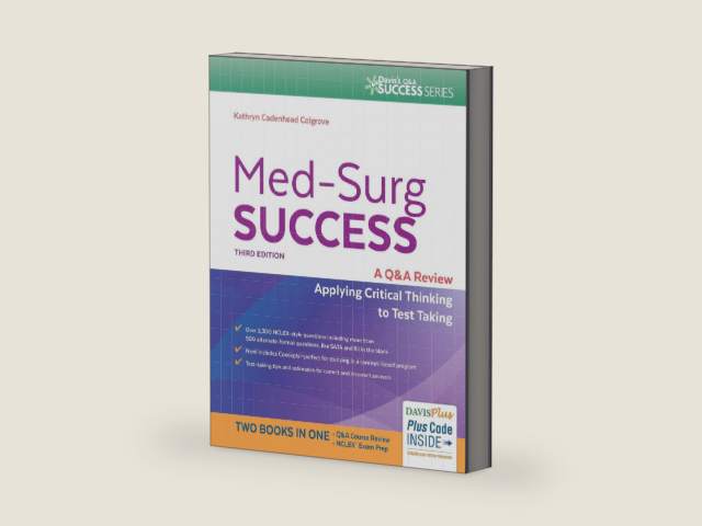 Med-Surg Success: NCLEX-Style Q&A Review (Davis's Q&A Success) by Kathryn Cadenhead Colgrove RN MSN CNS | barcode:9780803644021 | source:'9780803644021-right-three-quarter.jpg