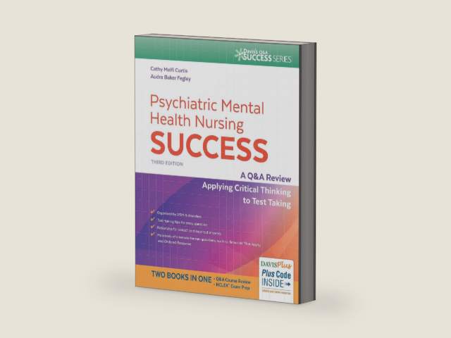 Psychiatric Mental Health Nursing Success: A Q&A Review Applying Critical Thinking to Test Taking (Davis's Q&a Success) by Cathy Melfi Curtis MSN RN-BC | barcode:9780803660403 | source:'9780803660403-right-three-quarter.jpg
